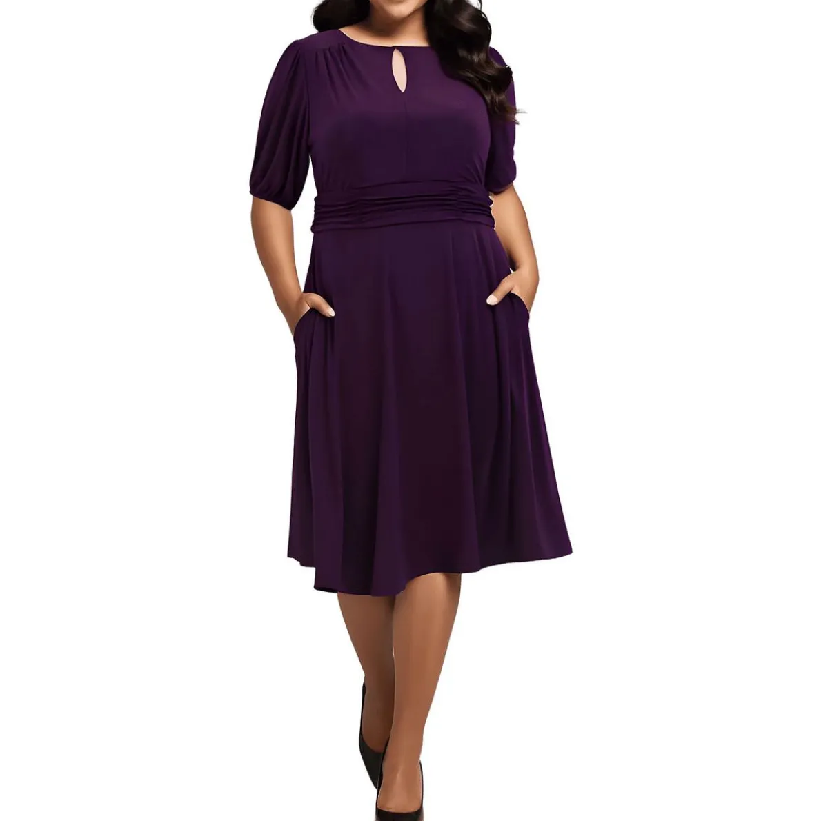 Petites Ruched Midi Dress