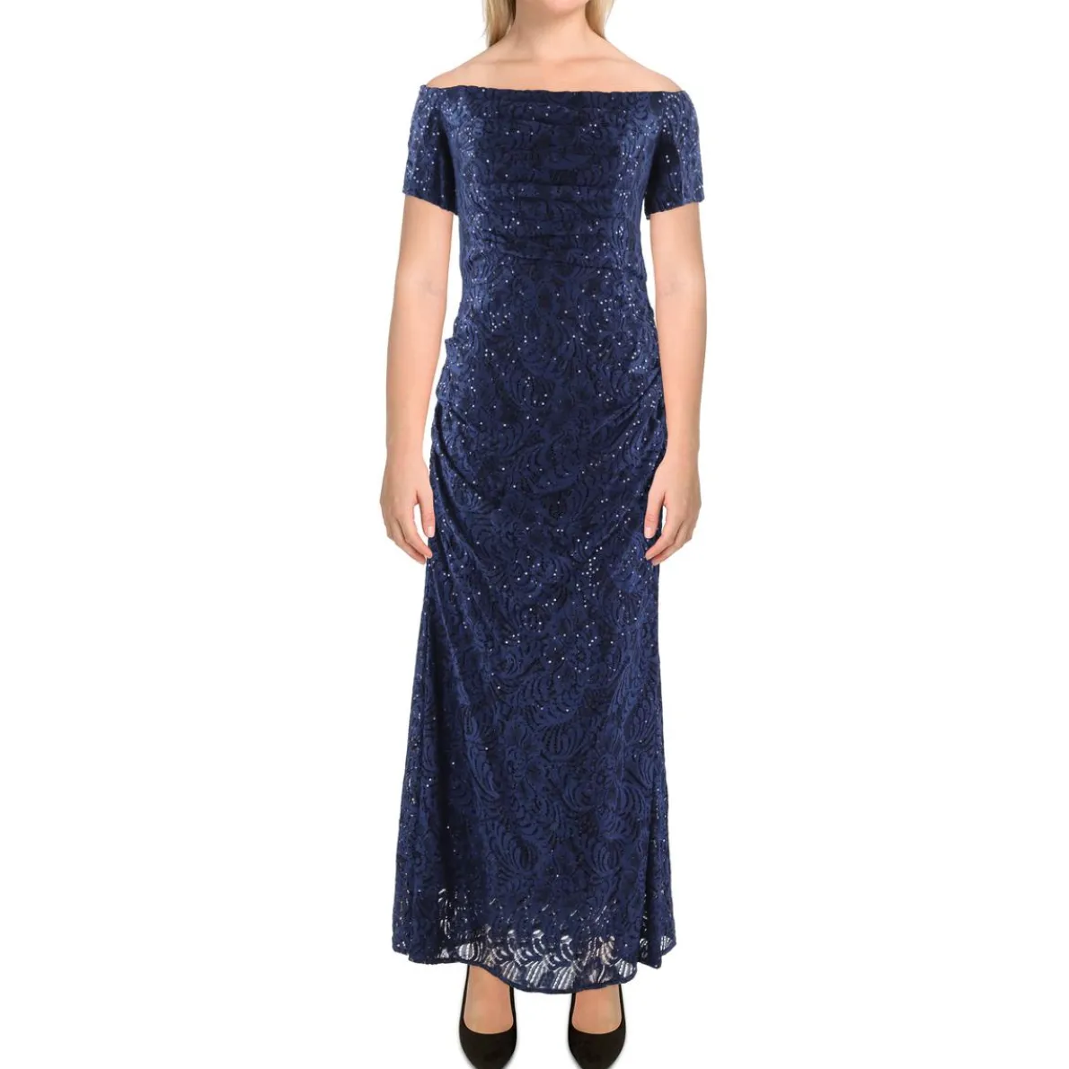 Petites Sequined Nylon Evening Dress