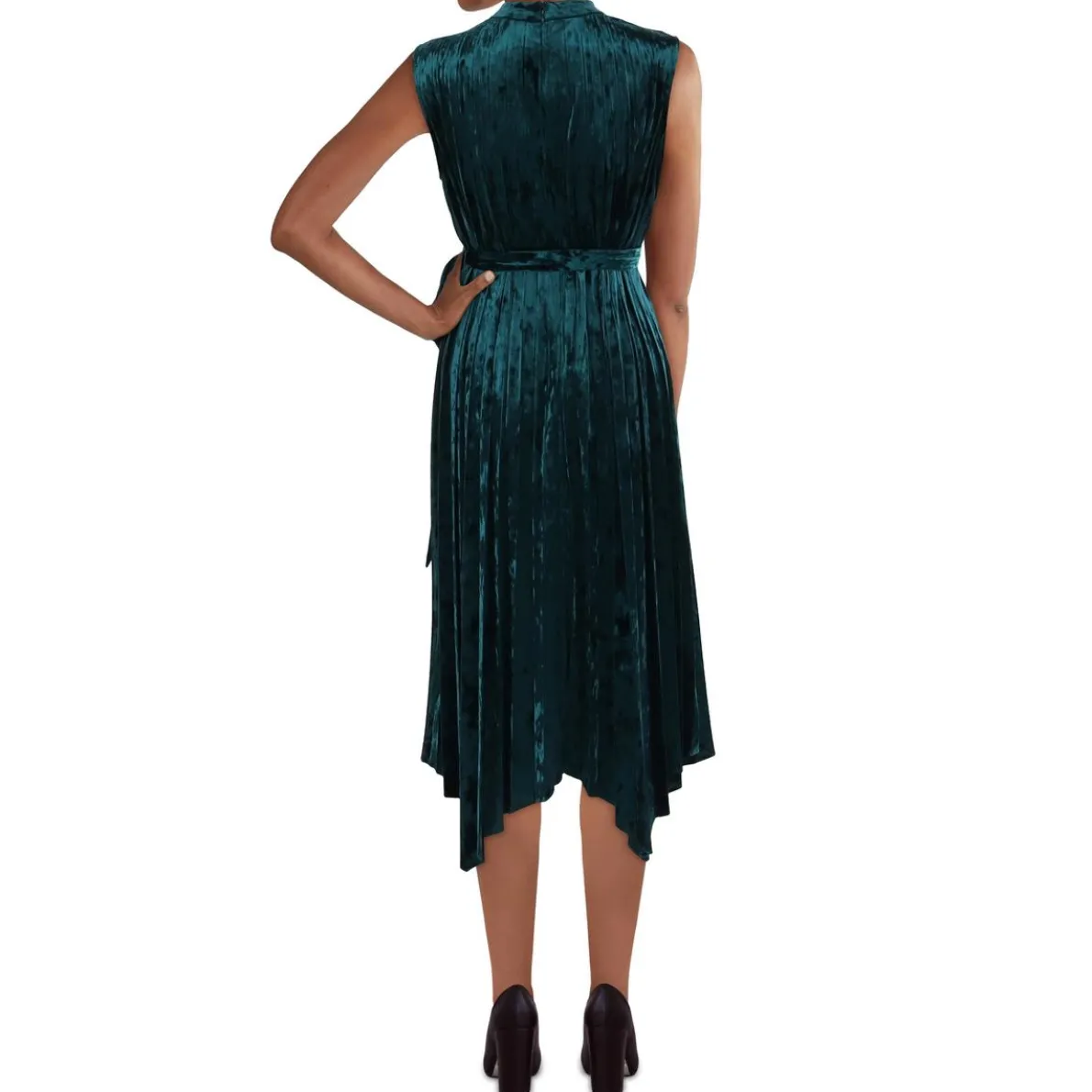 Petites Velvet Sleeveless Fit & Flare Dress