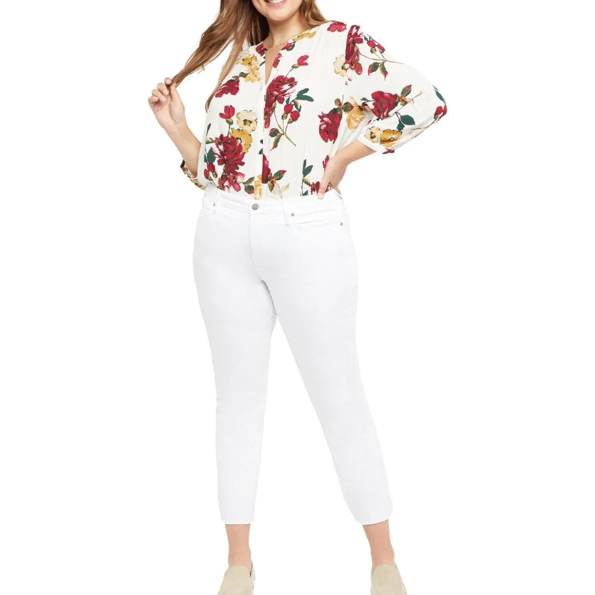 Plus Sheri Frayed Hem Denim Slim Jeans