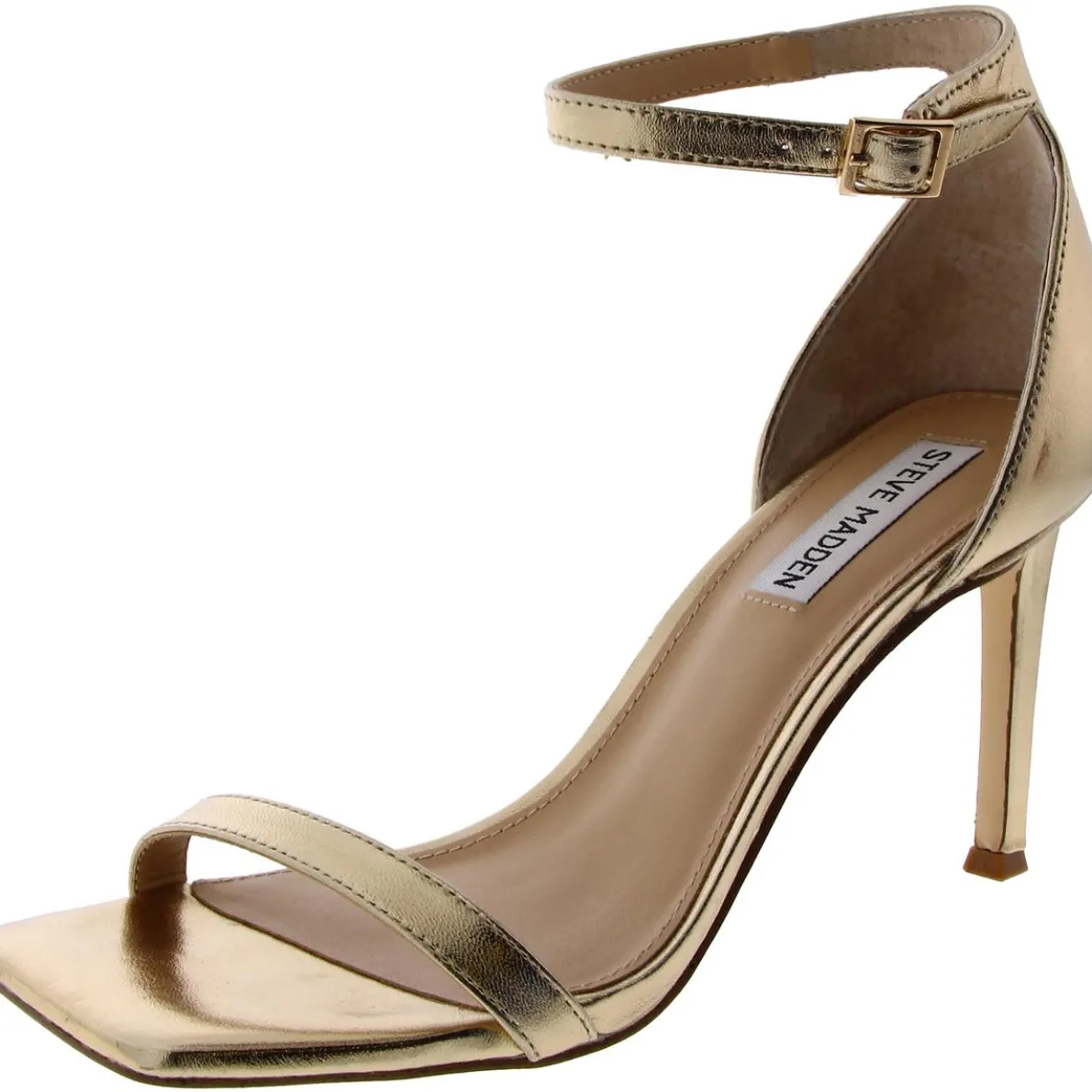 Piked Leather Ankle Strap Heels