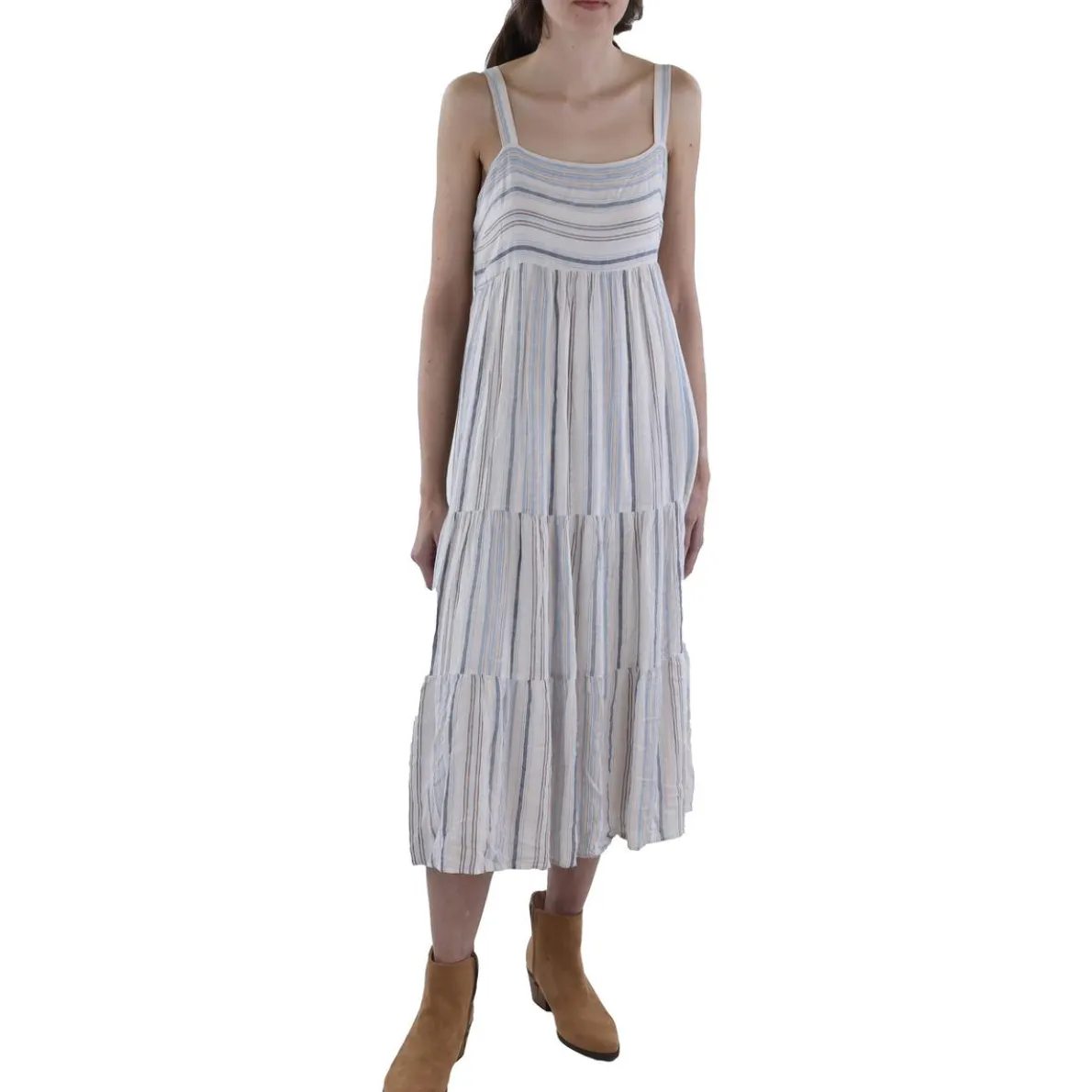 Pinstripe Cotton Midi Dress