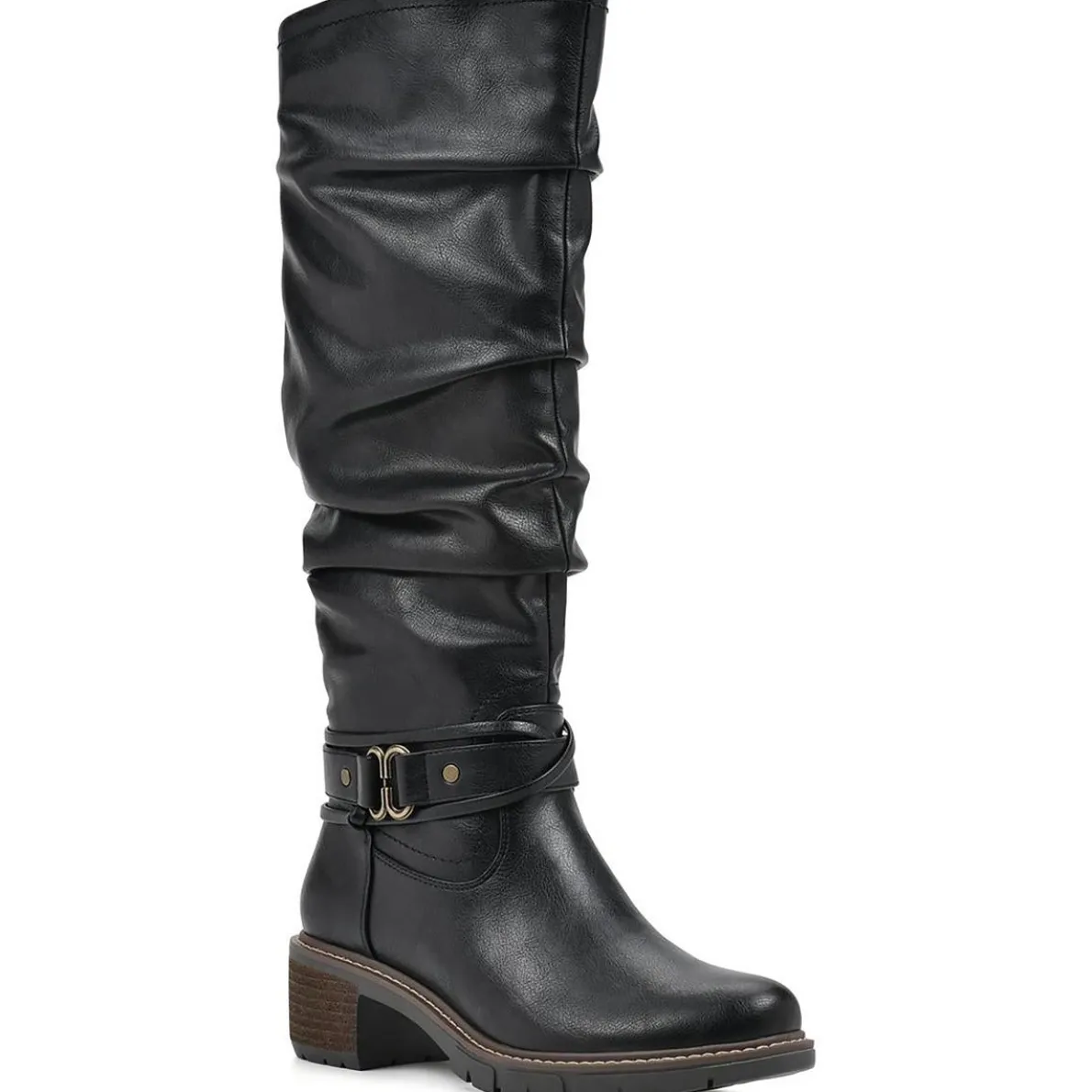 Crammers Faux Leather Slouchy Knee-High Boots