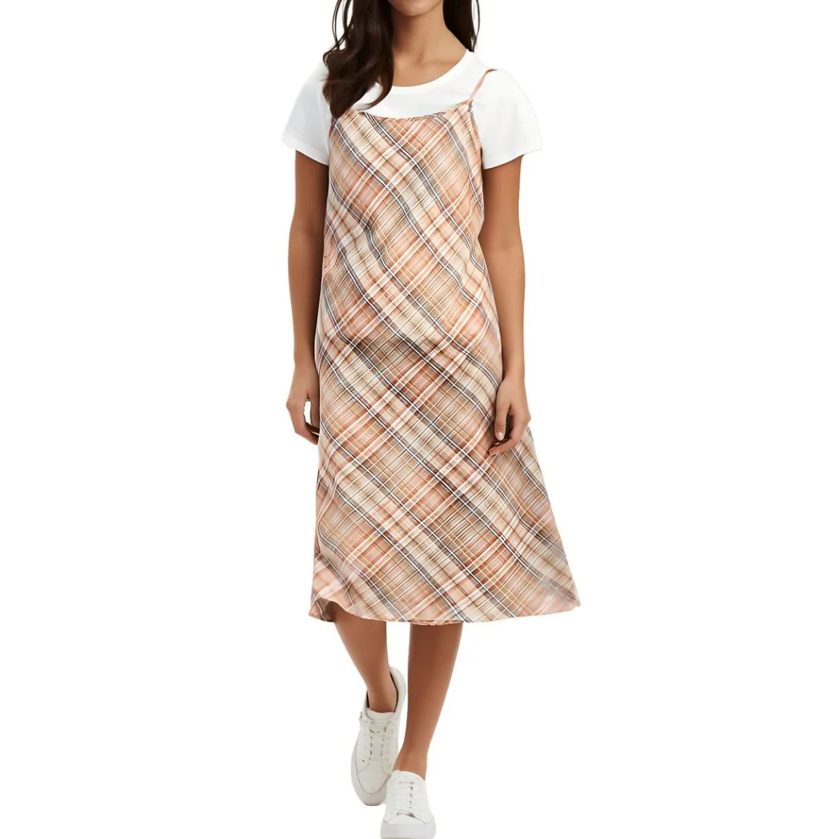 Plaid Cotton Midi Dress