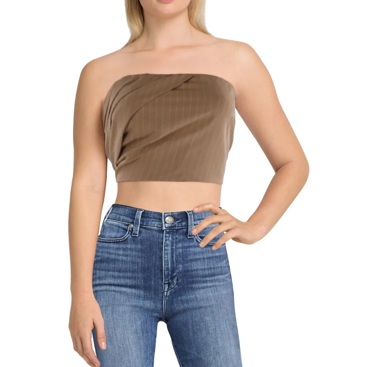 Pleated Cropped Strapless Top