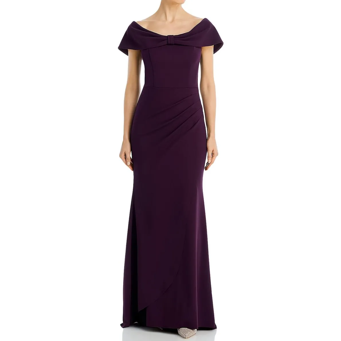 Pleated Side Slit Evening Dress
