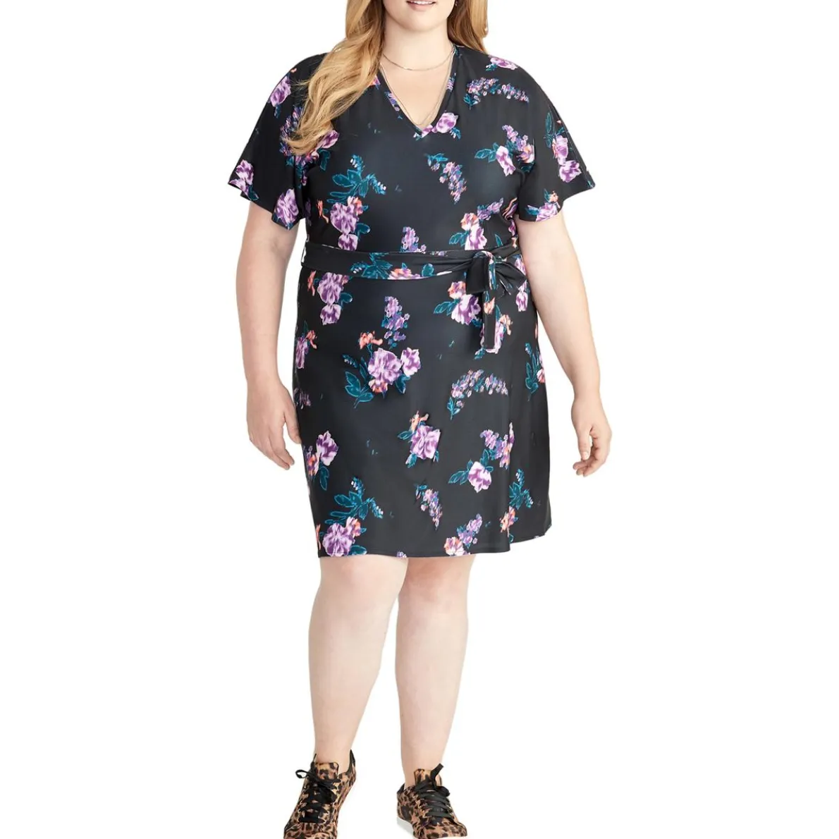 Plus Andrea V-Neck Kimono Sleeve Midi Dress