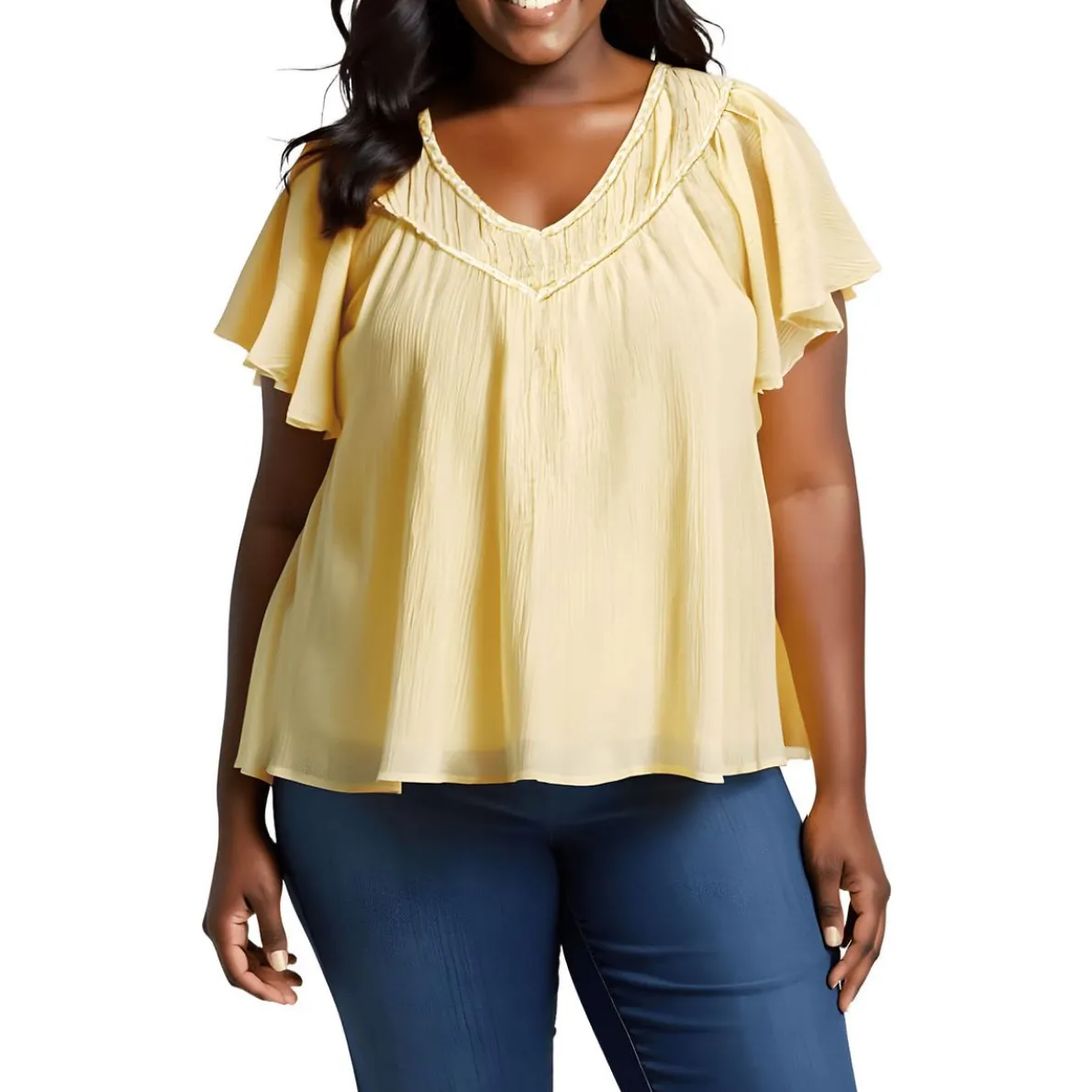 Plus Braided Cotton Blouse