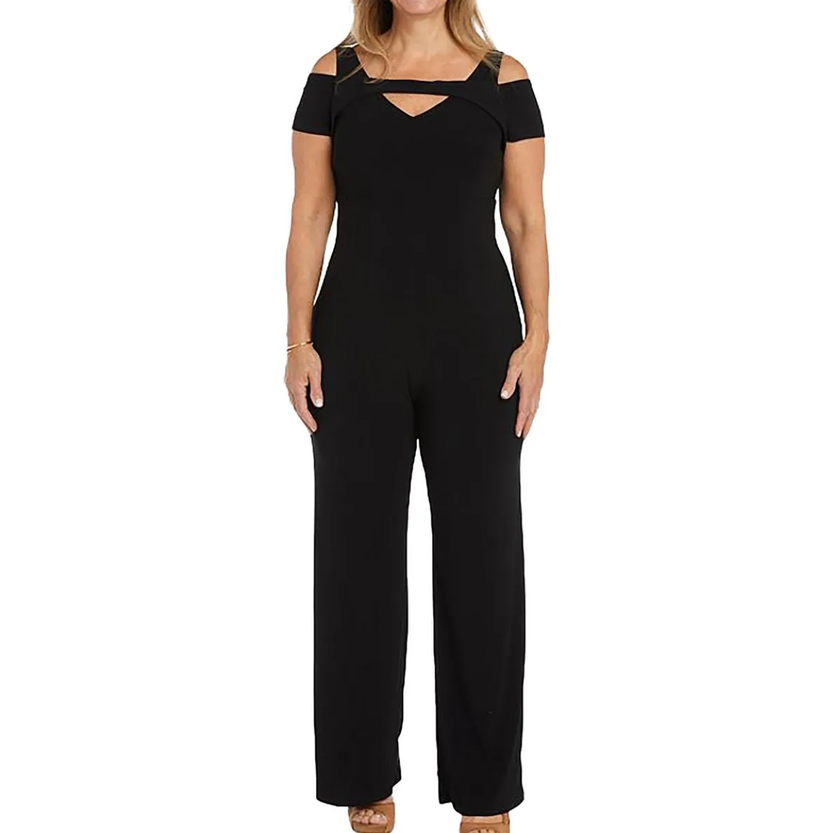 Plus Cold Shoulder One Piece Jumpsuit