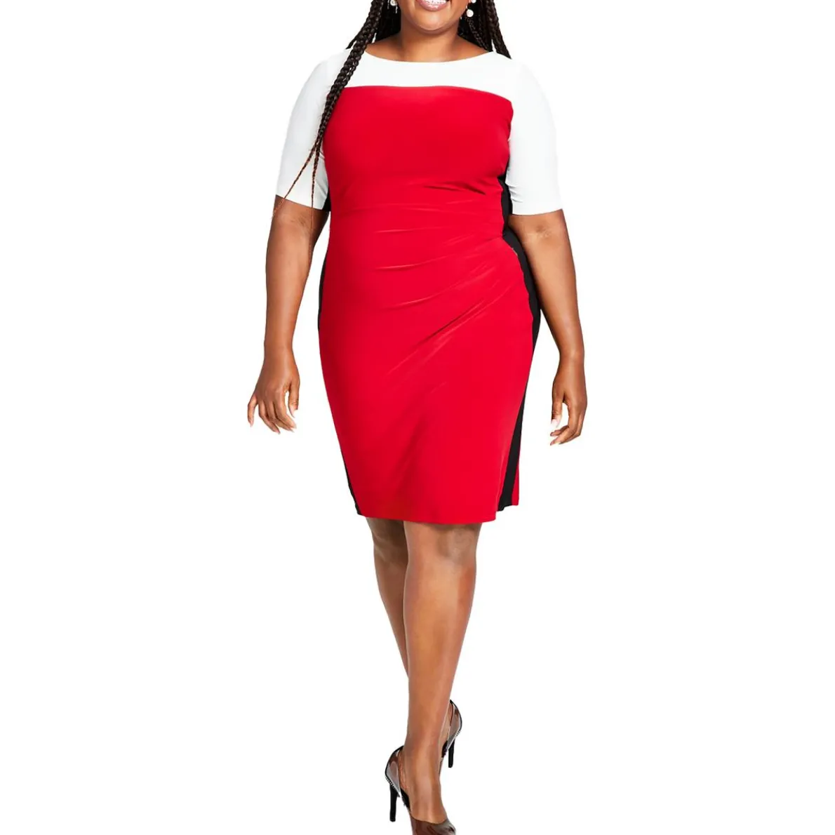 Plus Colorblock Office Wear To Work Dress