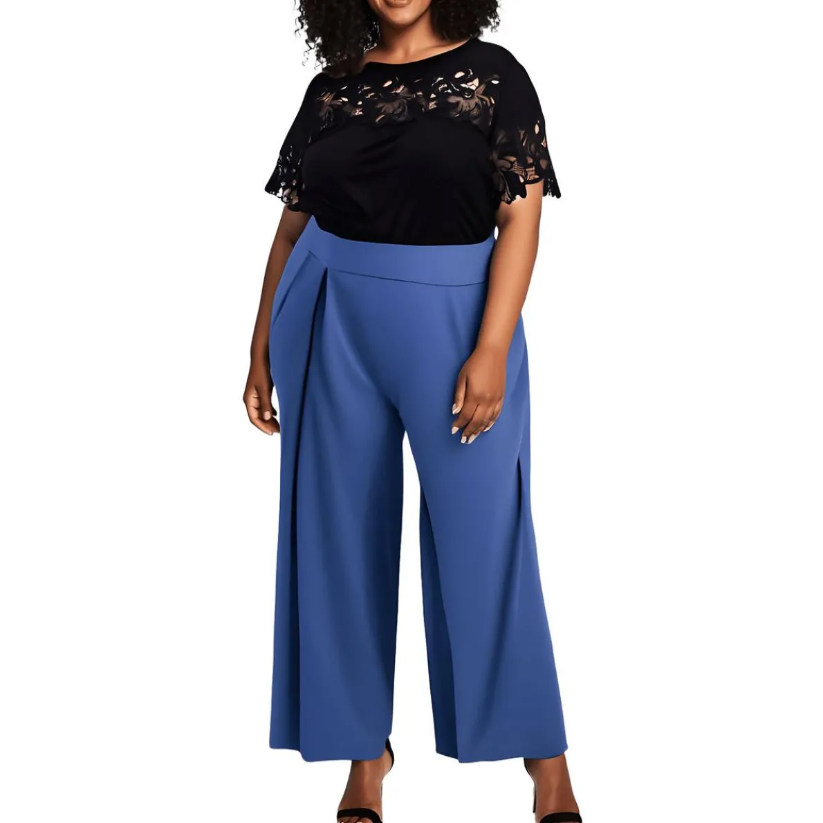 Plus Drapey High Rise Wide Leg Pants