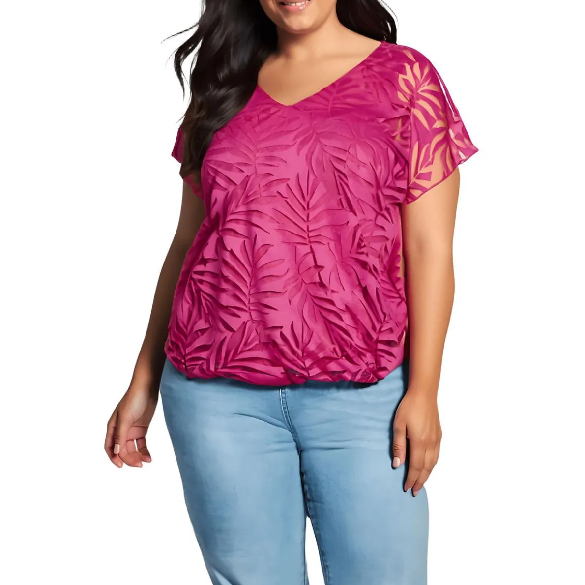 Plus Elora Burnout Pullover Top