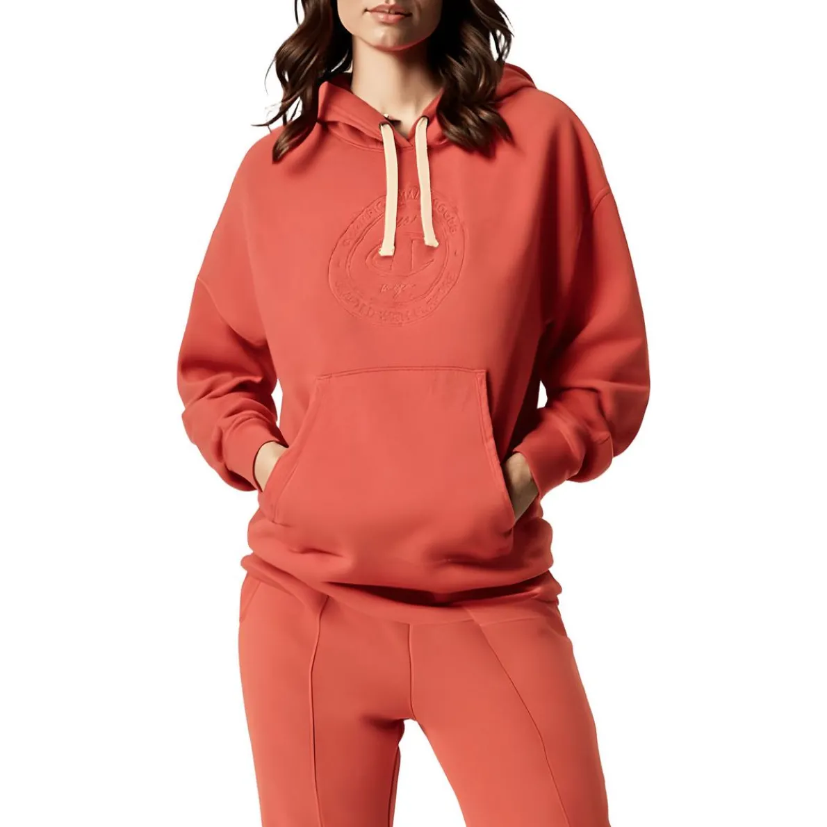 Plus Embroidered Cotton Hooded Sweatshirt