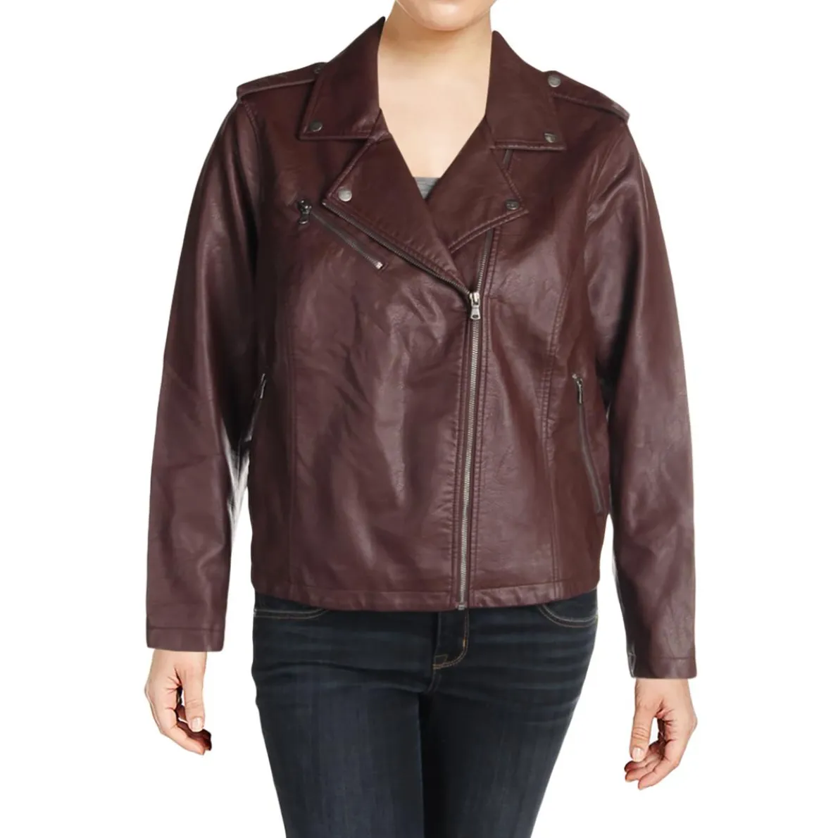 Plus Faux Leather Moto Leather Jacket