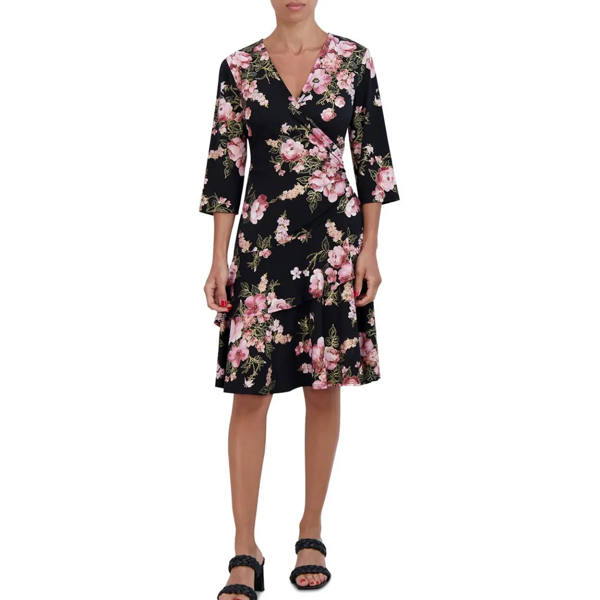 Plus Floral Foil Short Fit & Flare Dress