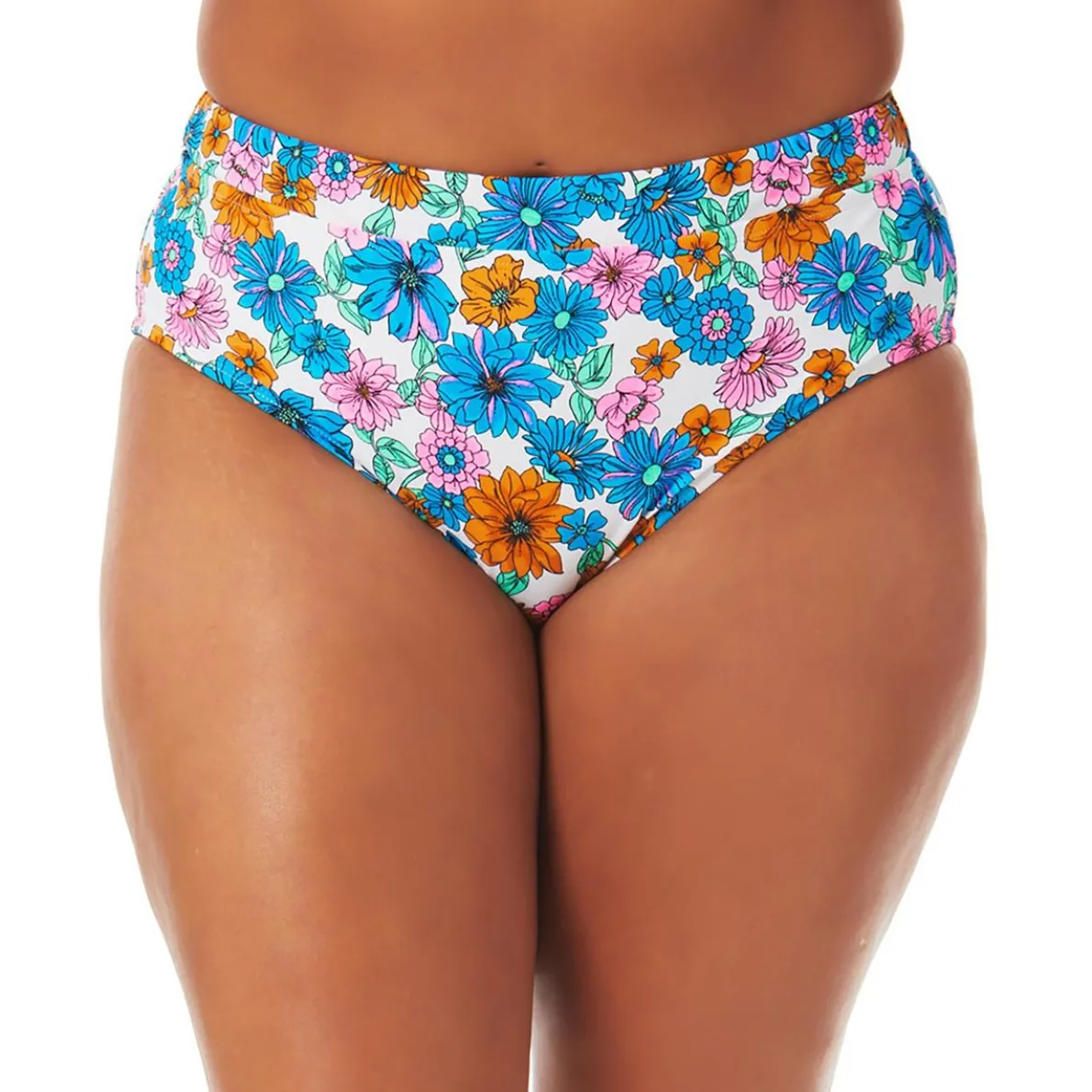 Plus Floral High-Waist Swim Bottom Separates