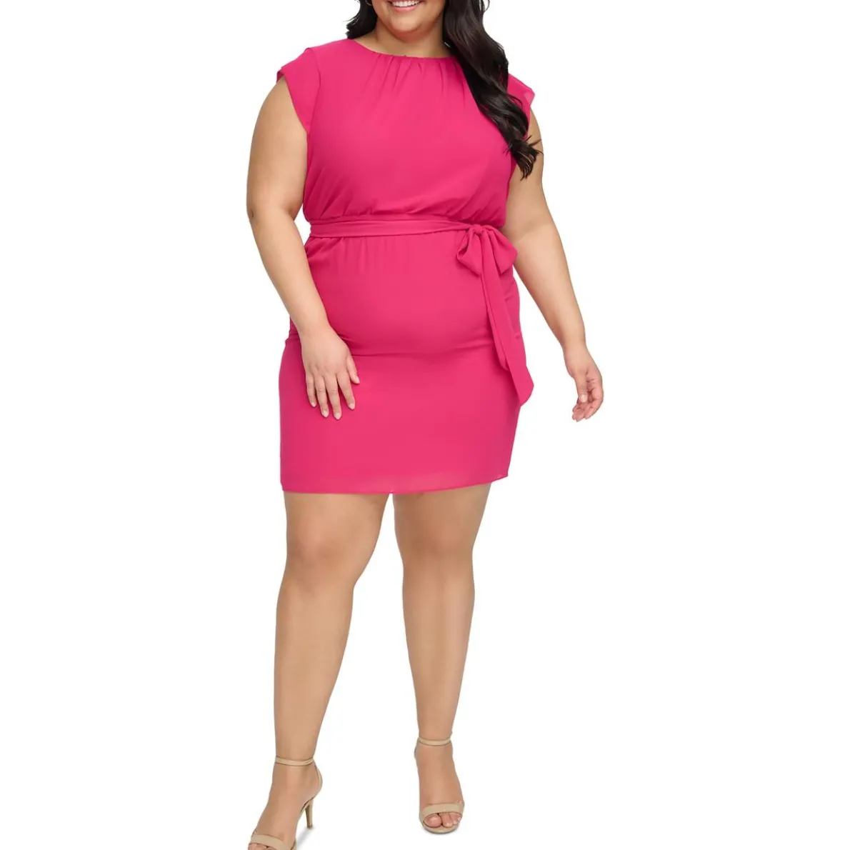 Plus Gathered Above Knee Shift Dress