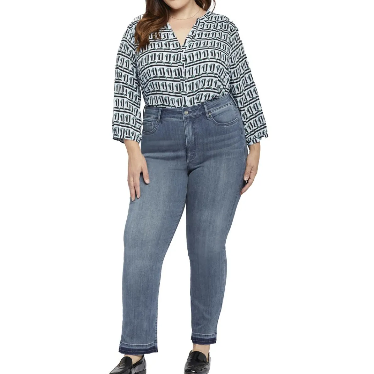 Plus High Waist Released Hem Straight Leg Jeans