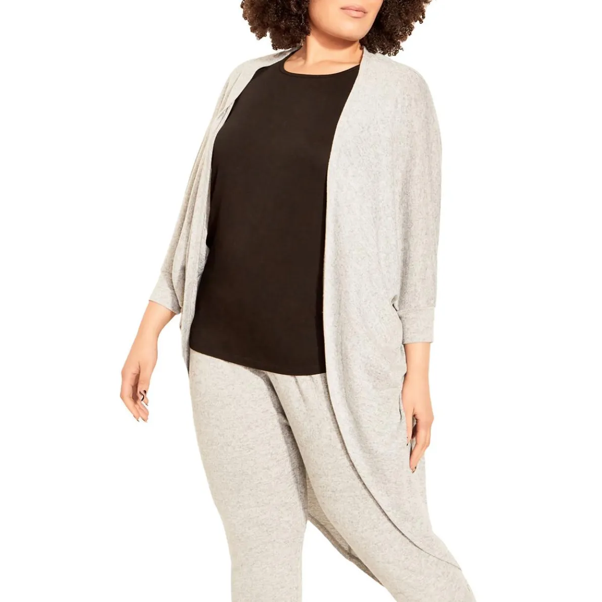 Plus Knit Open Front Cardigan Sweater
