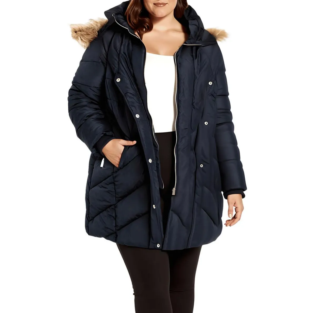 Plus Lined Quilted Puffer Jacket