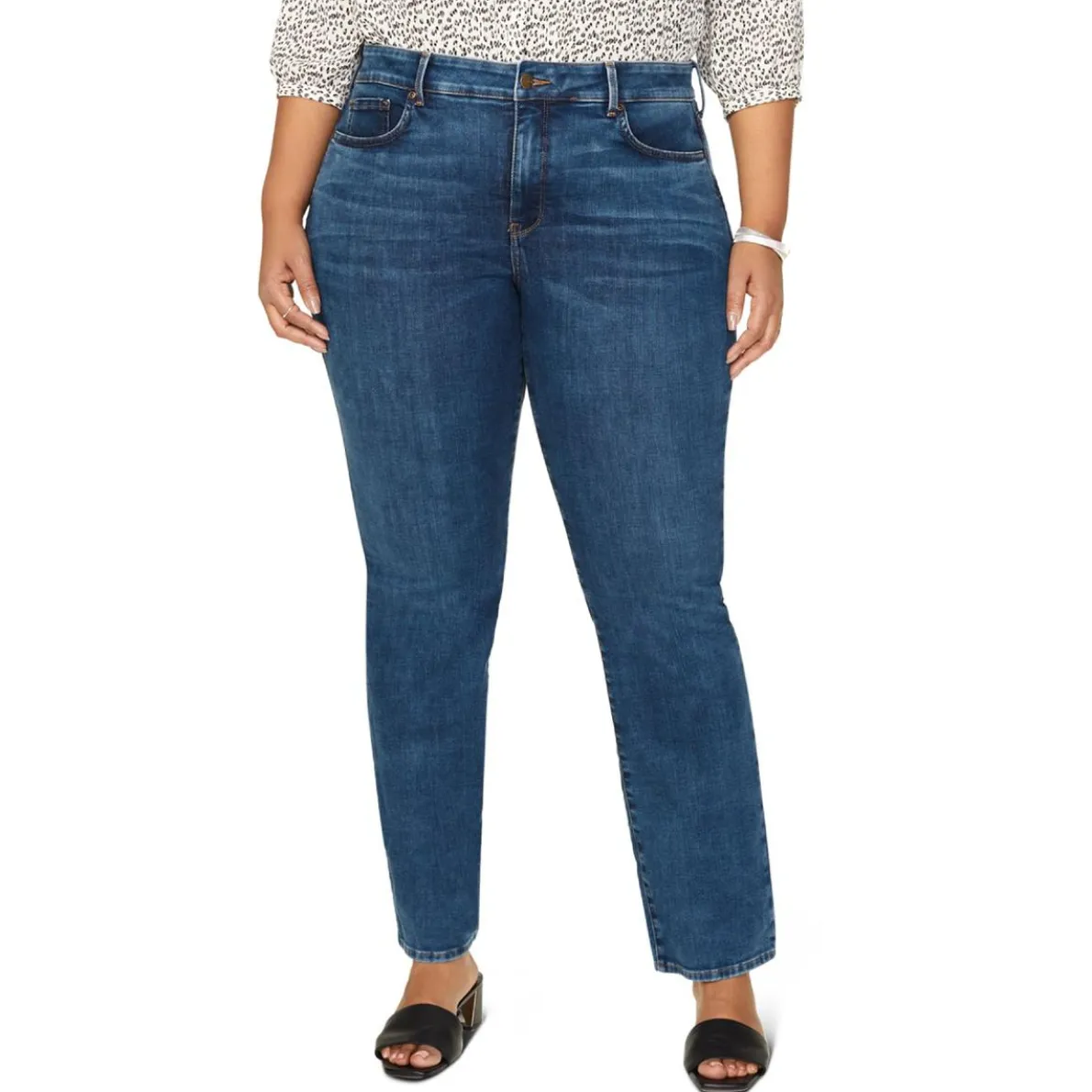 Plus Marilyn Medium Wash Stretch Straight Leg Jeans