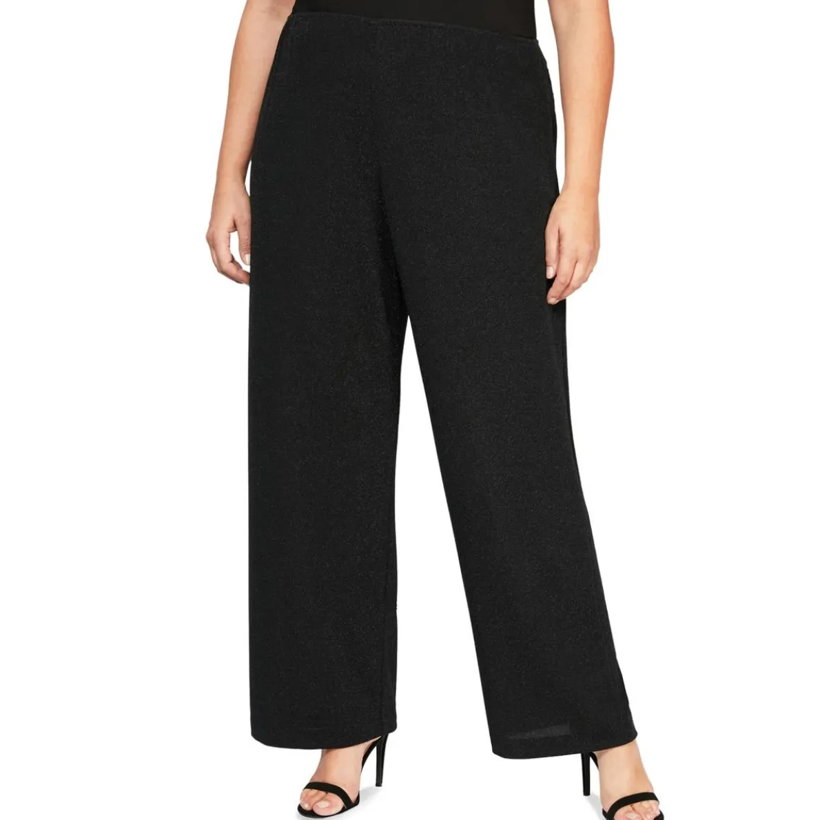 Plus Metallic Stretch Straight Leg Pants