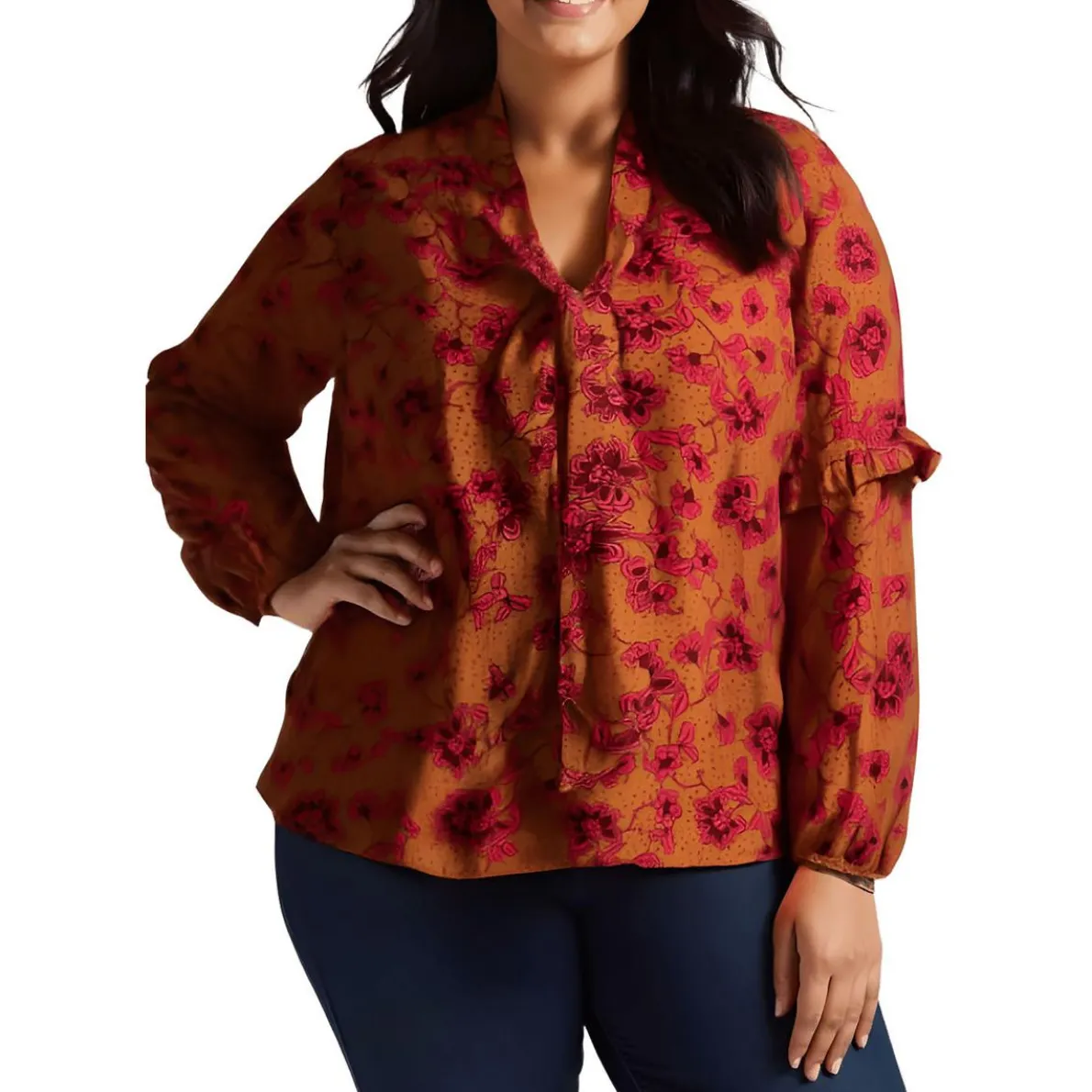 Plus Penelope Printed Knit Blouse