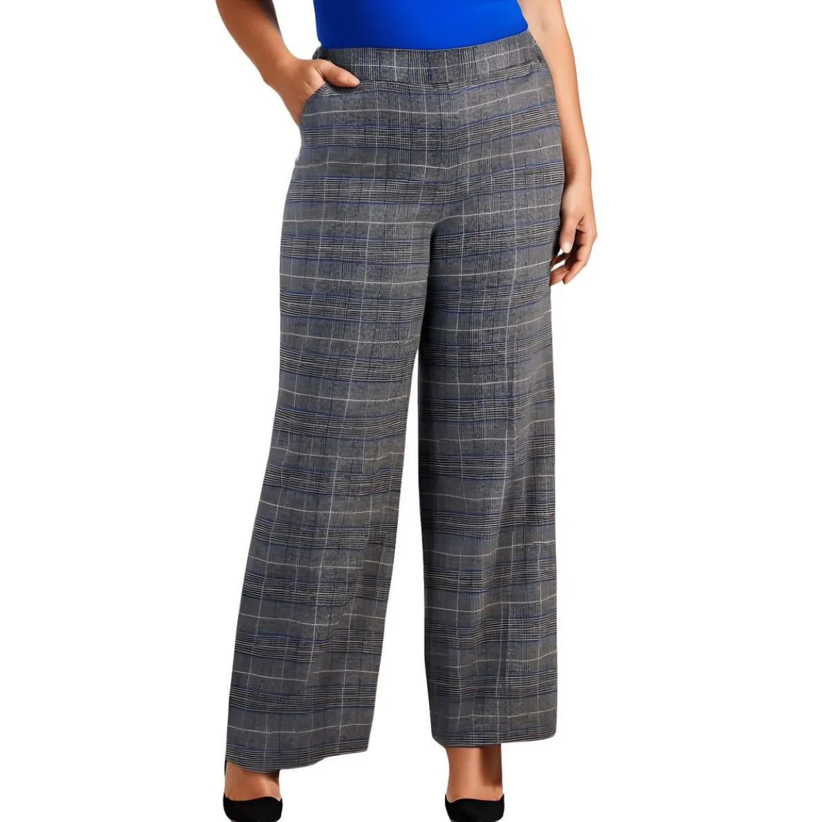 Plus Plaid Wide Leg Pants