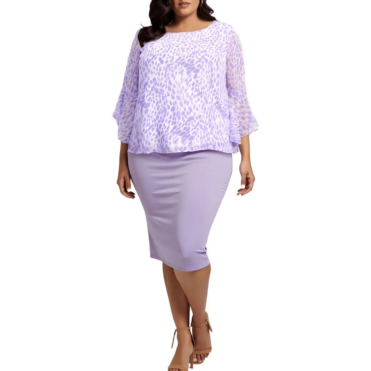 Plus Printed Chiffon Blouse