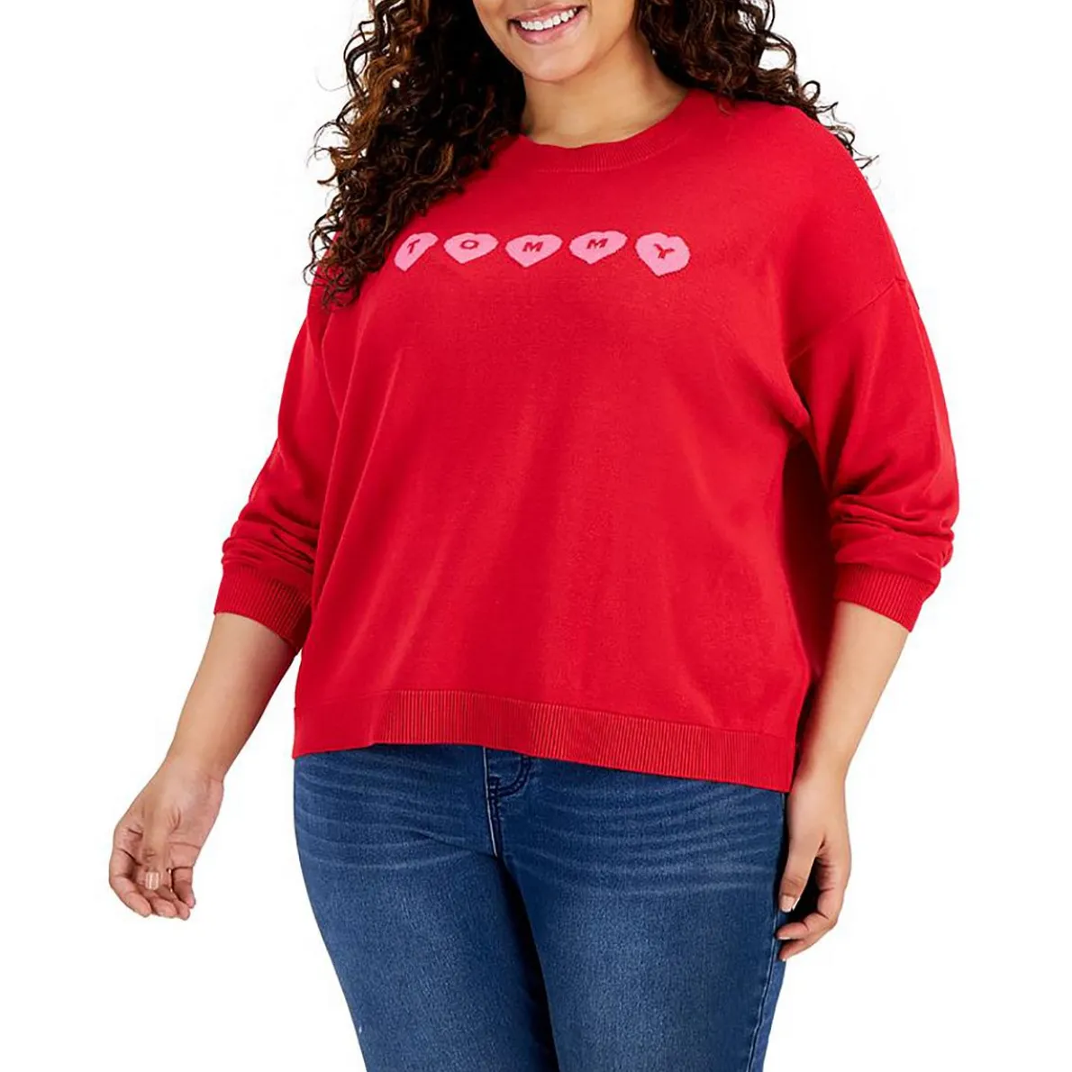Plus Printed Knit Pullover Sweater