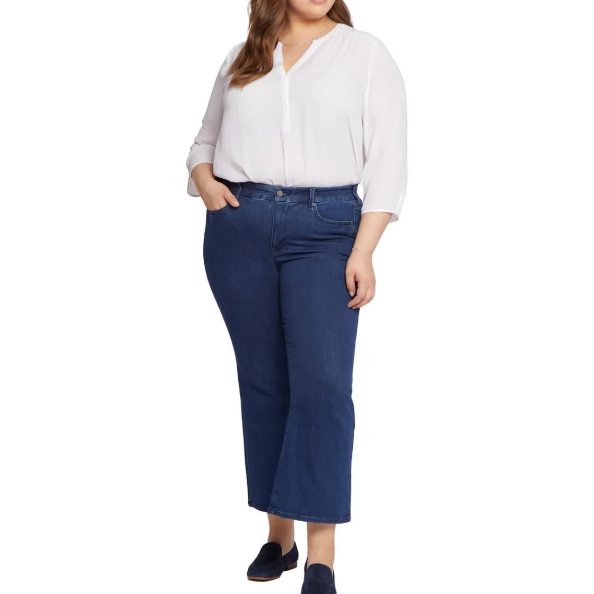 Plus Relaxed Fit Dark Wash Flare Jeans