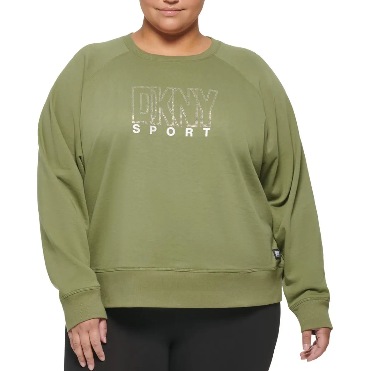 Plus Rhinestone Logo Crewneck Sweatshirt