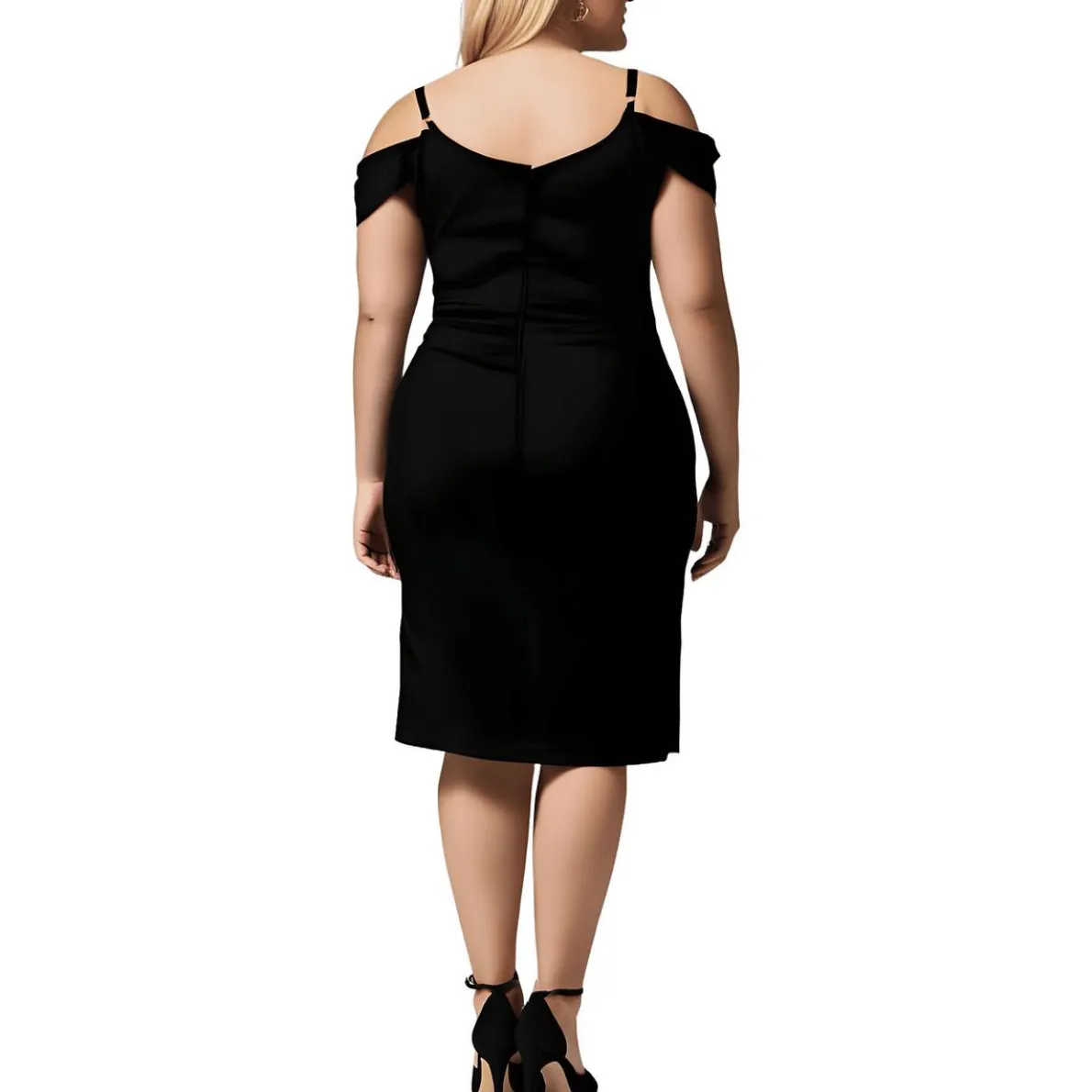 Plus Ruched Satin Midi Dress