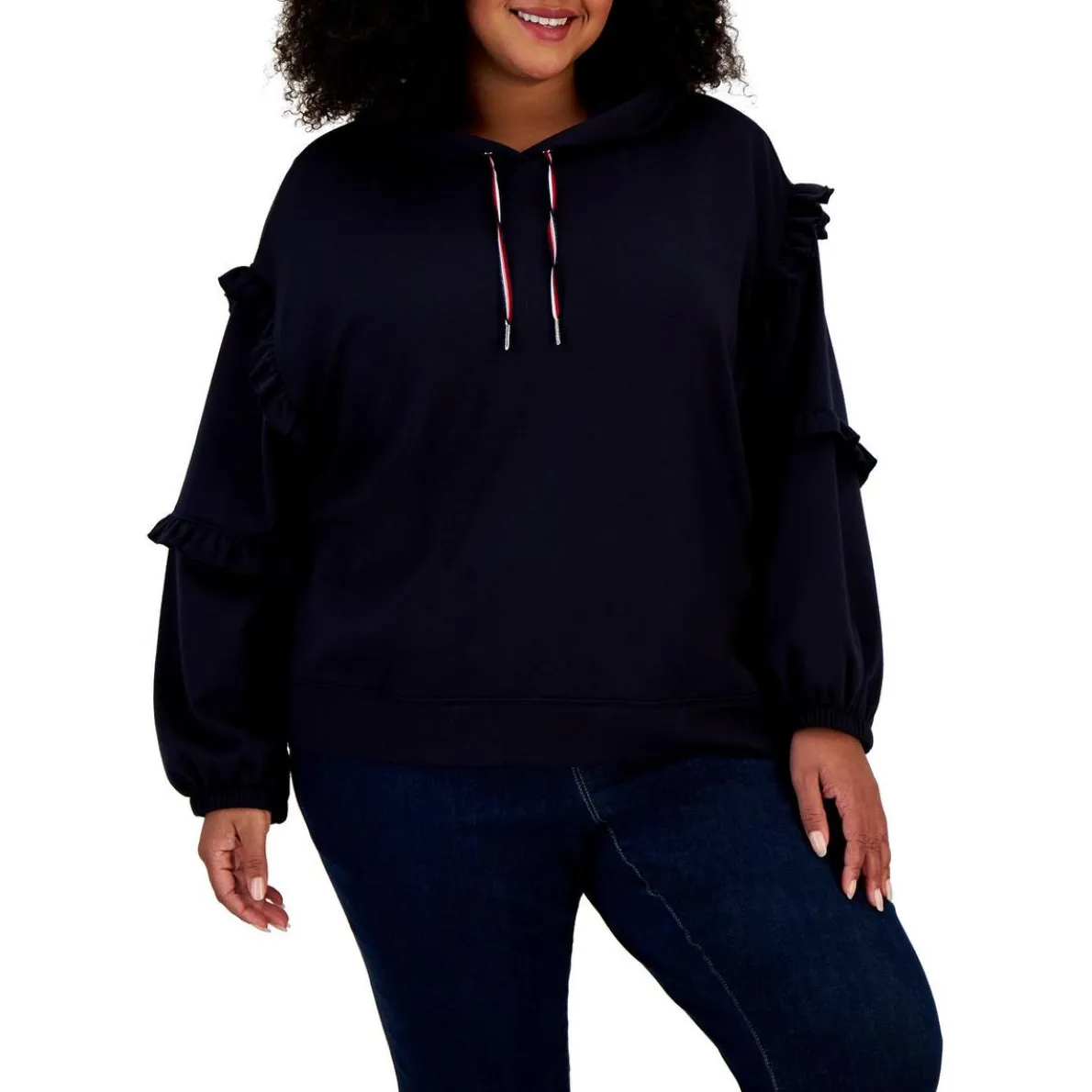 Plus Ruffled Sleeves Cozy Hoodie