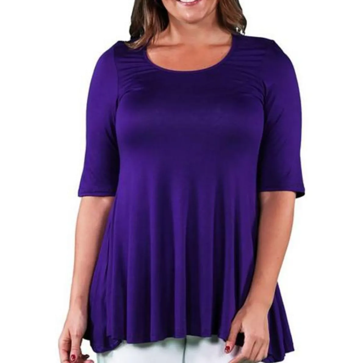 Plus Scoop Neck 3/4 Sleeve Tunic Top