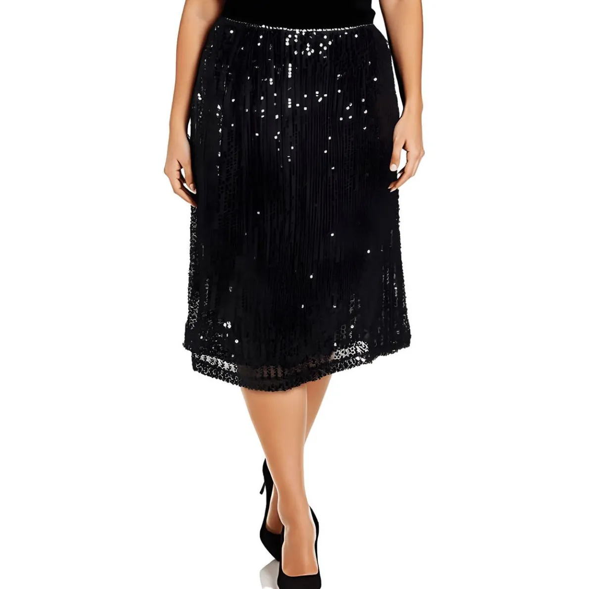 Plus Sequined Midi Skirt