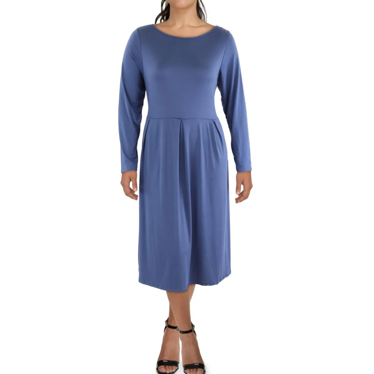 Plus Solid Fit & Flare Dress