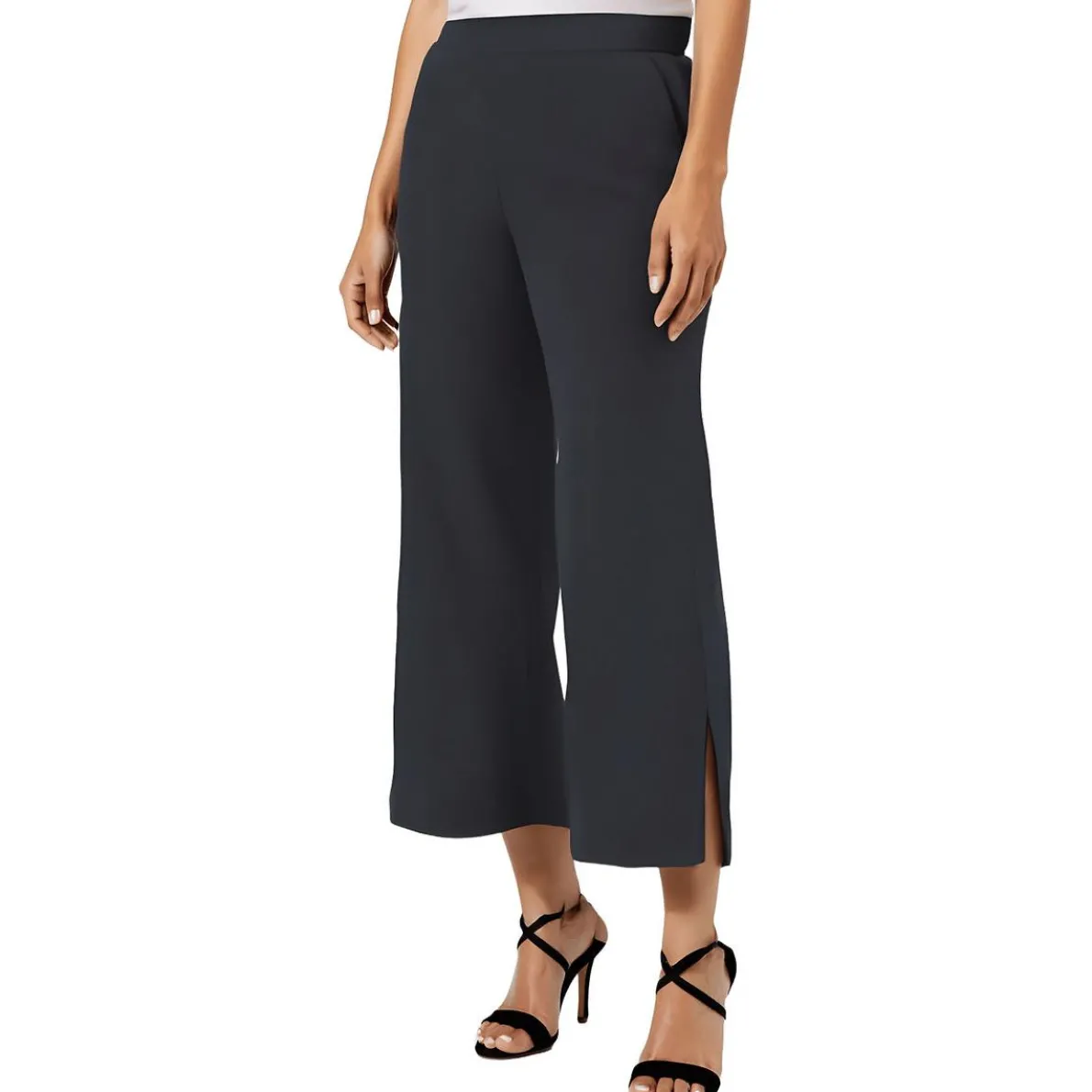 Plus Solid Cotton Ankle Pants