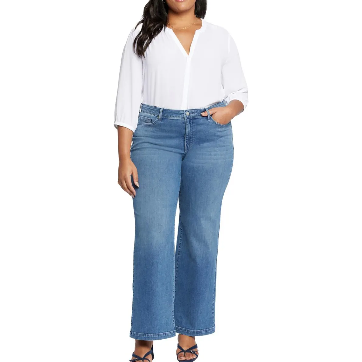 Plus Teresa Stretch Cotton Wide Leg Jeans