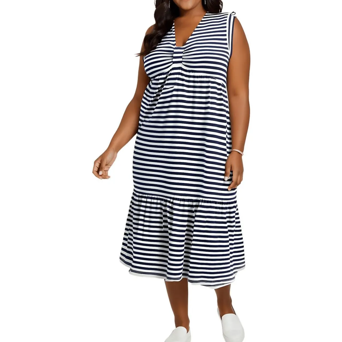 Plus Tiered Knit Midi Dress