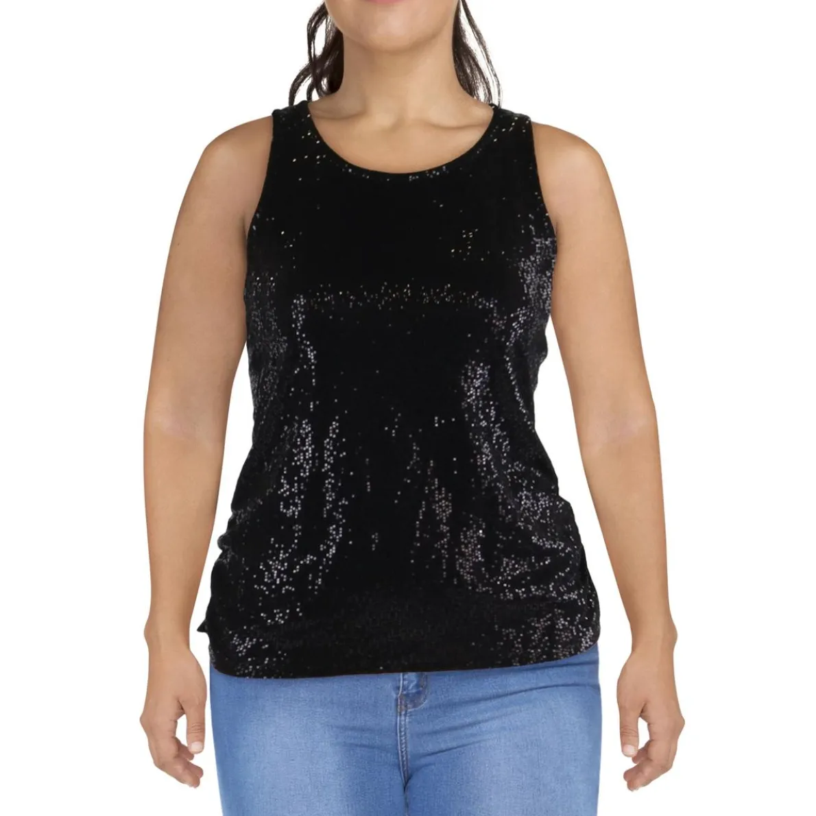 Plus U Neck Sequined Tank Top