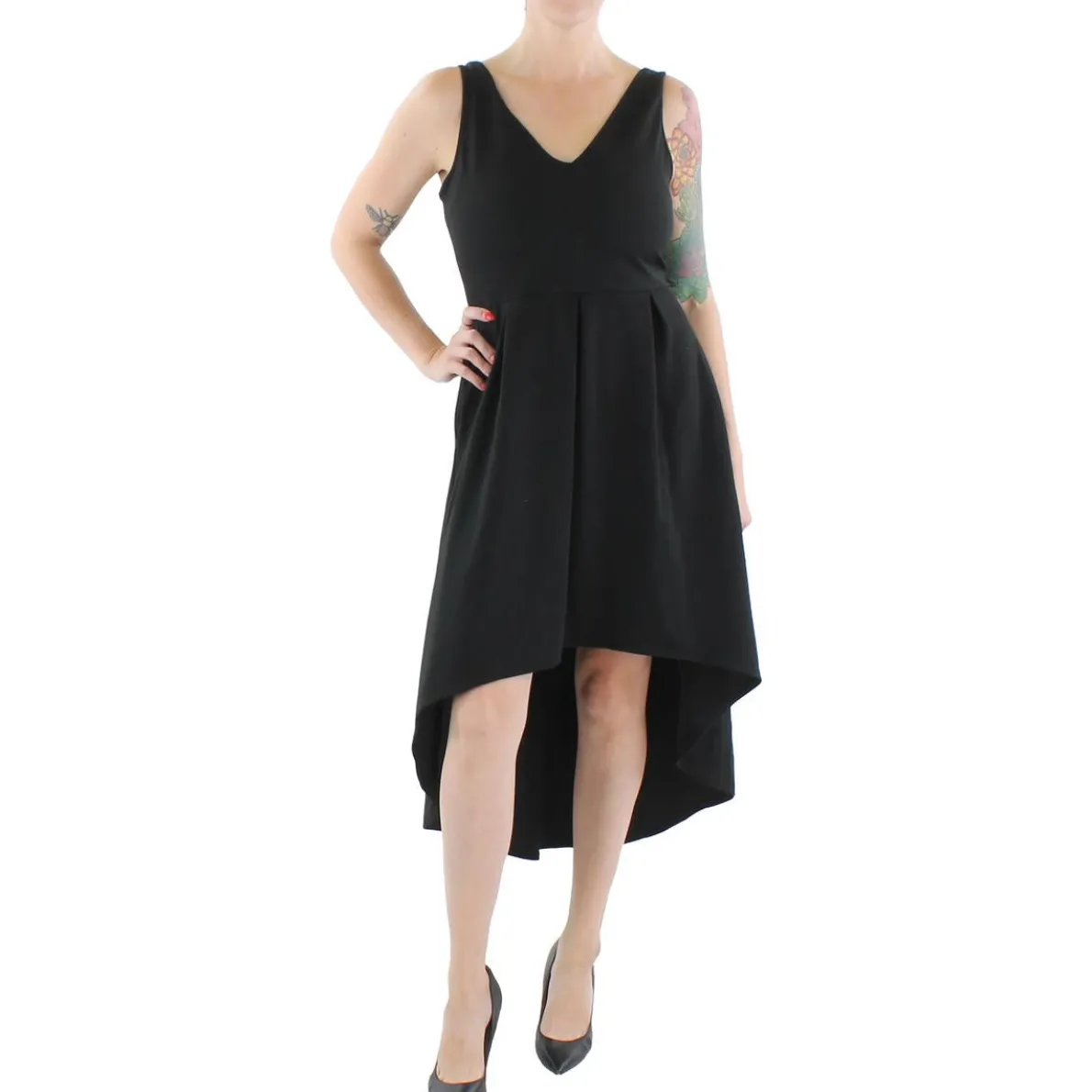 Plus V Neck Calf Midi Dress