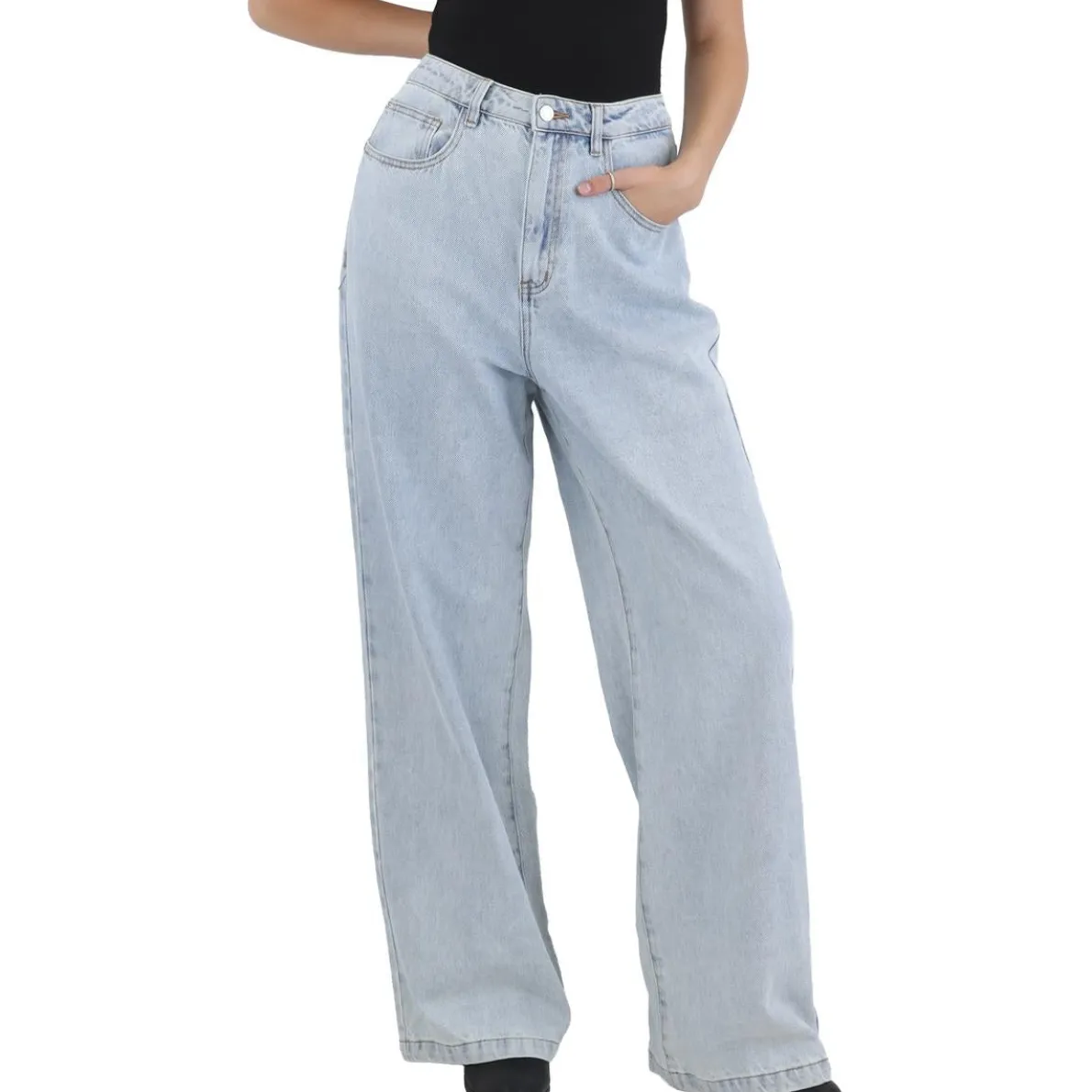 Pocket Denim Wide Leg Jeans