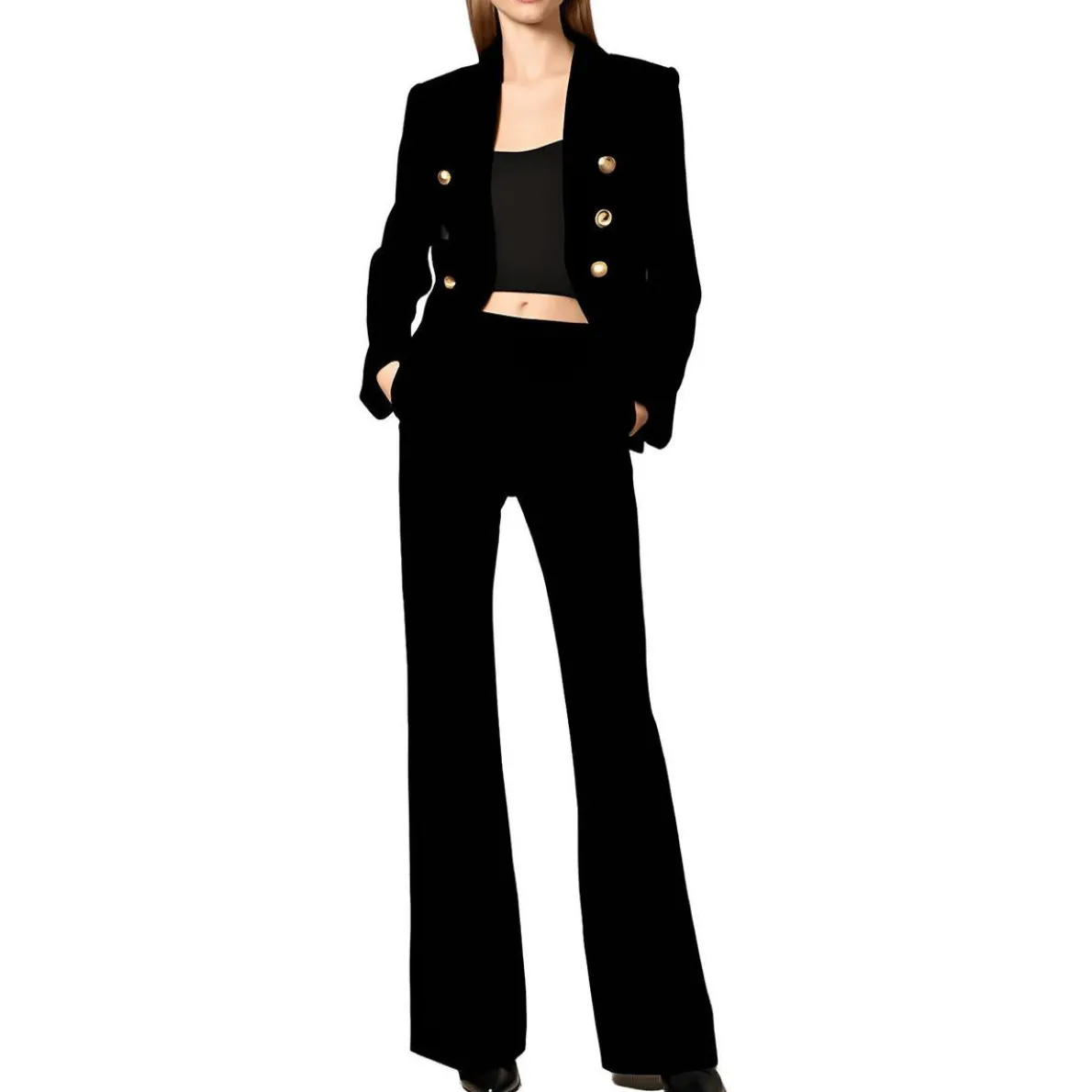 Pocket Velvet Bootcut Pants