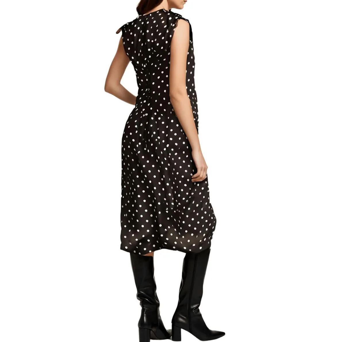 Polka Dot Satin Midi Dress