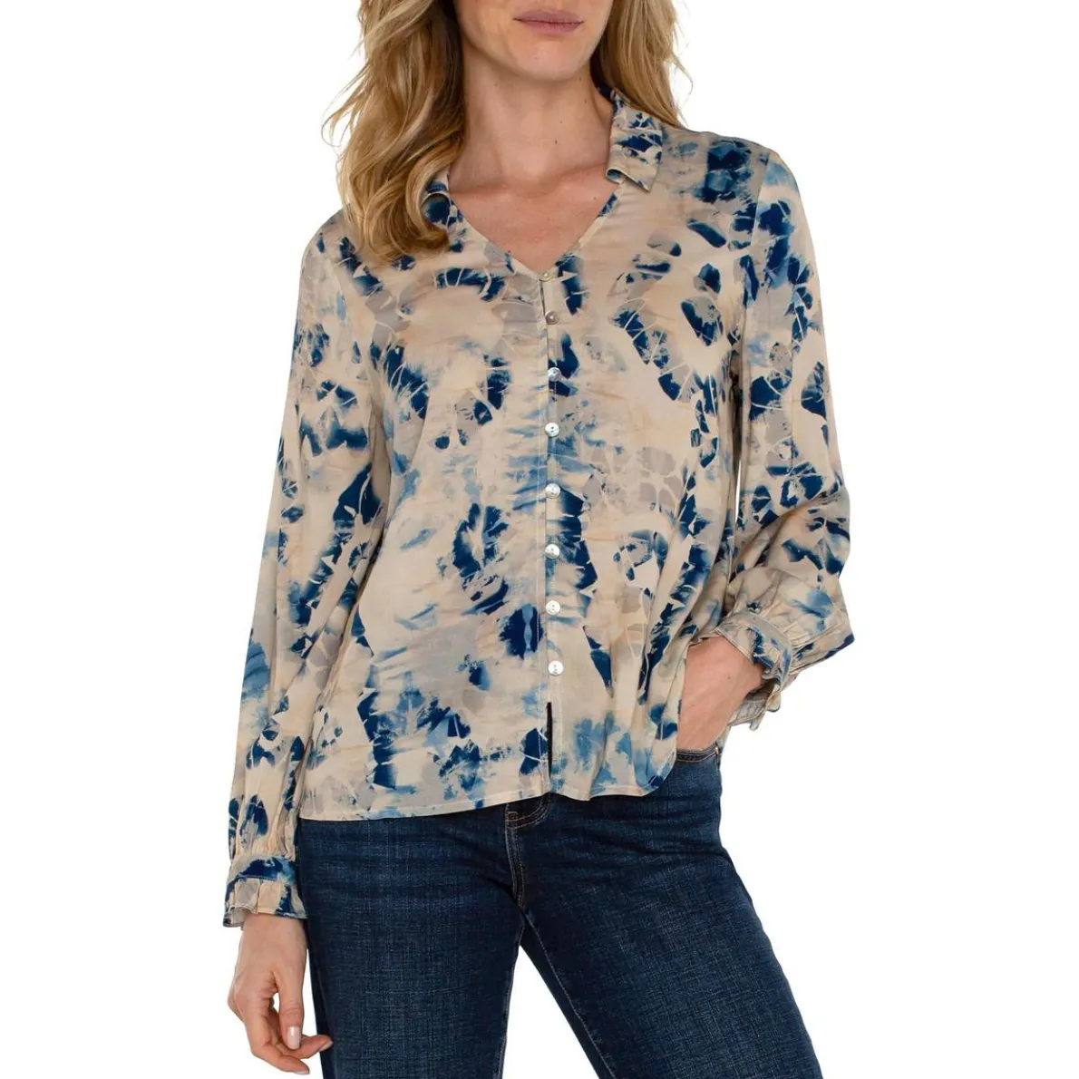 Printed Button-Down Top