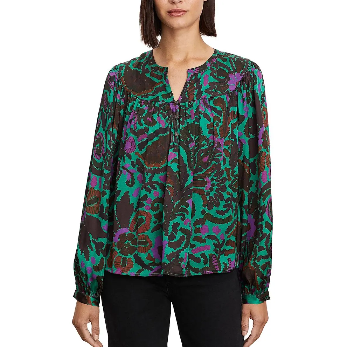 Printed Peasant Top