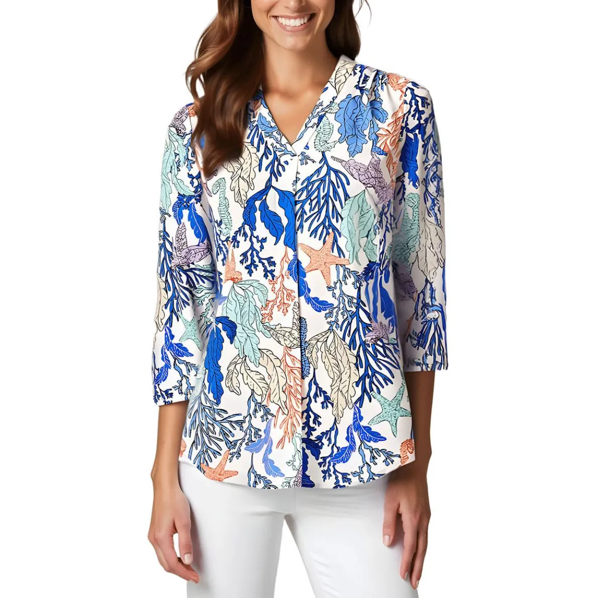 Printed Chiffon Tunic Top