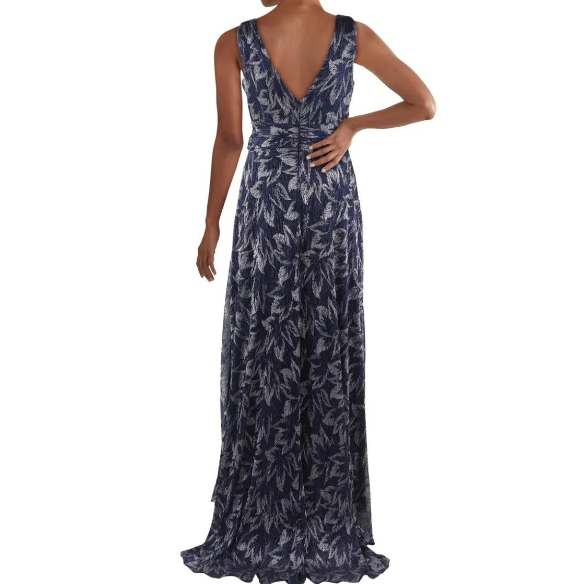 Printed Metallic Evening Dress