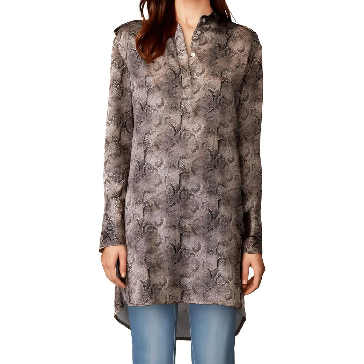 Printed Satin Tunic Top
